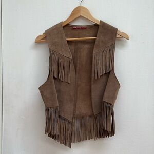Vintage upcycled leather suede vest